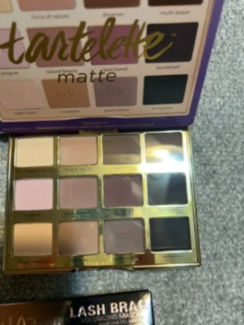 NWT Tartelette Matte 12-Pan Eyeshadow Palette & Anastasia Black Lash Mascara